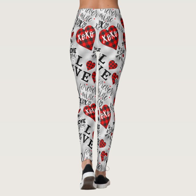 Leggings Saint Valentin Coeur XO Amour Rouge Noir Blanc Ros (Dos)