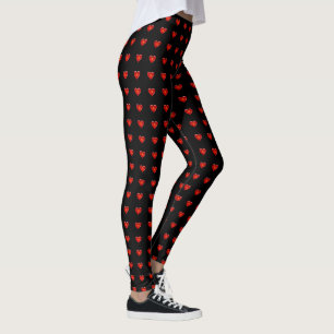 Leggings Saint Valentin Coeurs rouges Coeur blanc Femmes