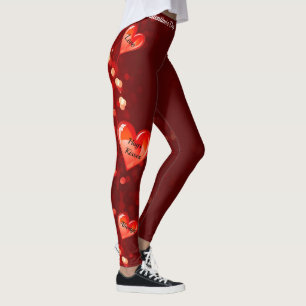 Leggings Saint Valentin Coeurs rouges VOTRE TEXTE Dans