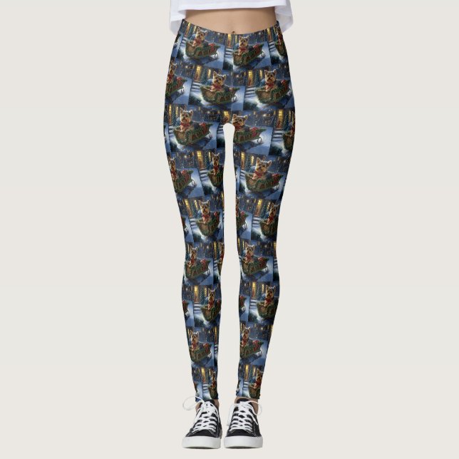 Leggings Saison de Noël du Yorkshire Terrier (Devant)