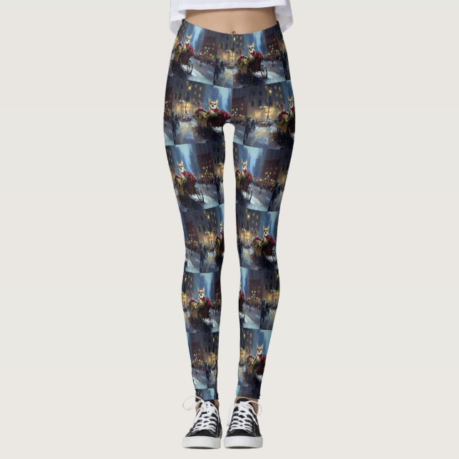 Leggings saison des fêtes de Noël de chihuahua (Devant)