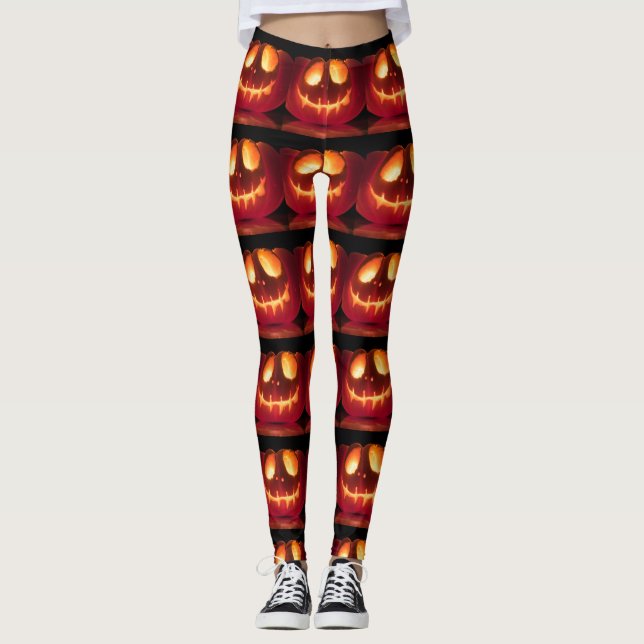 Leggings Saison Halloween Citrouille souriante (Devant)