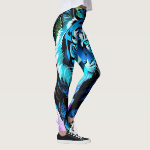 Leggings Salle de gym Electric Blue Tiger