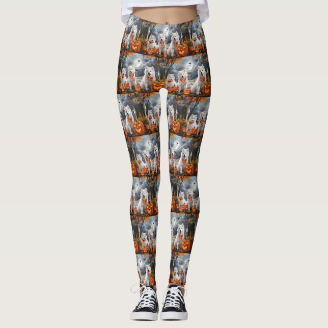 Leggings Samoyed Halloween Éffrayant (Devant)