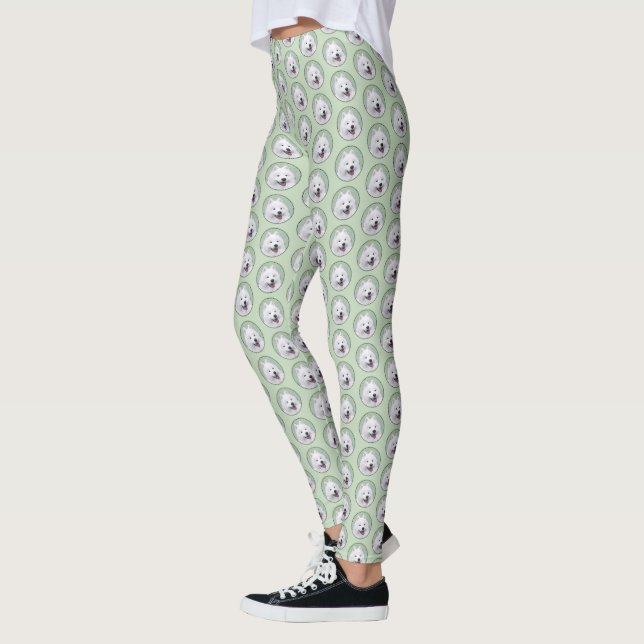 Leggings Samoyed Painting - Cute Original Dog Art (Gauche)