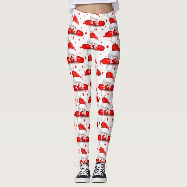 Leggings Santa Cartoon Cute Peeking Character © BluedarkArt (Devant)