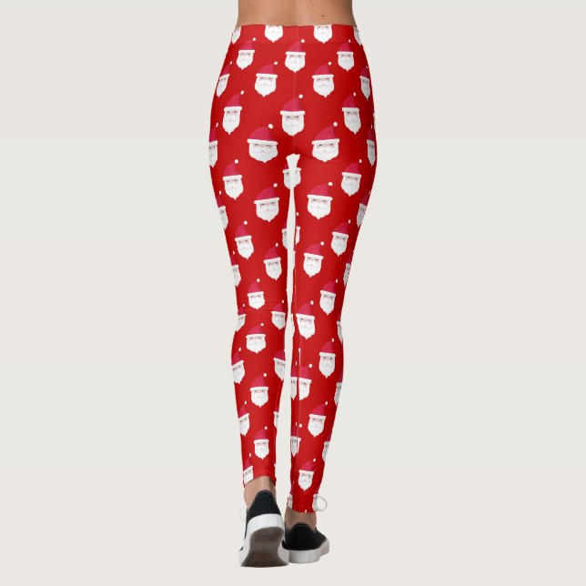 Leggings Santa Claus Tête Motif de Noël Long (Dos)
