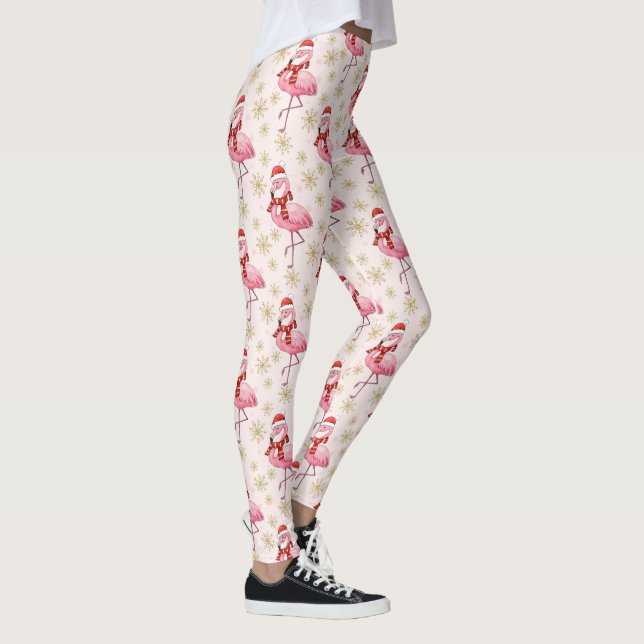 Leggings Santa Pink Flamingo Holiday Print (Droite)