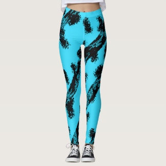 Leggings Sarcelle avec taches et rayures noires