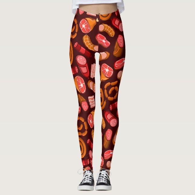 Leggings Saucisses et motifs de viande (Devant)