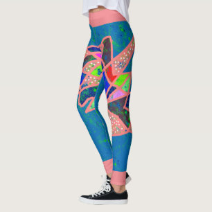 Leggings Saumon rose et bleu avec des couleurs mélangées