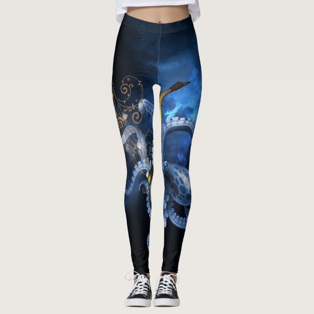 Leggings Saxophone de musique avec poulpe (Devant)