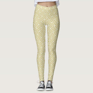 Leggings Sayagata motif, japonais, or et blanc