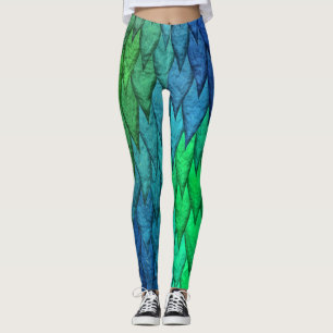Leggings Scales de serpent bleu vert