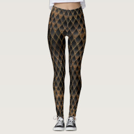 Leggings Scales Dragon Parties scintillant Noir & Or Chimme