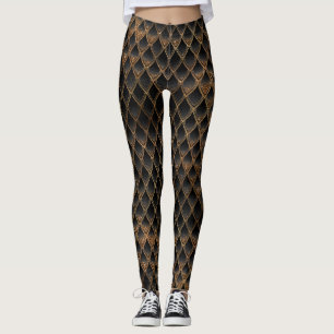 Leggings Scales Dragon Parties scintillant Noir & Or Chimme