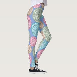 Leggings Scandinavian Flower Mandalas Pattern 1