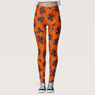 Leggings Scarlet Orange Poppy Motif sans joint