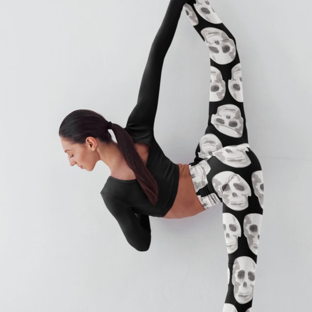 Leggings Scary Scull Black & White Pattern (Créateur téléchargé)