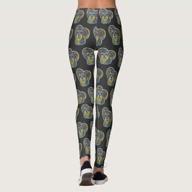 Leggings Schnauzer miniature en verre teint mignon avec coe (Dos)