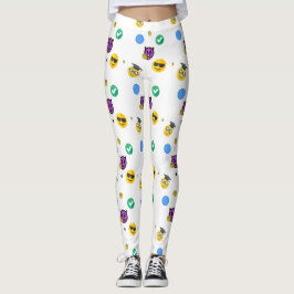 Leggings Scholar, horreur, fantôme mignon émoticônes sur bl