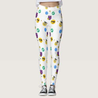 Leggings Scholar, horreur, fantôme mignon émoticônes sur bl