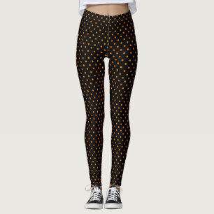 LEGGINGS SCHWARZ MIT ORANGE POLKA-DOPPEN