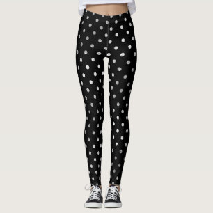 Leggings Scintillant sensible de noir argenté de pois de