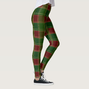 Leggings Scottish Plaid Clan Green Red Tartan