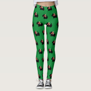 Leggings Scotty Dog Green Holiday