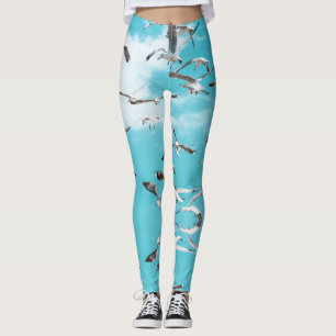 Leggings Seagulles Volant Sky Ocean Thème de mer