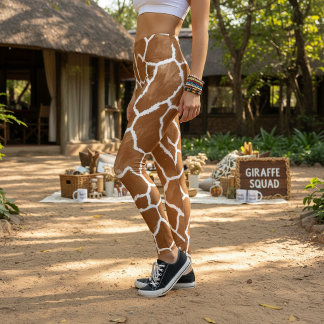 Leggings Selle Marron Motif Peau de Girafe ID1152