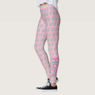 Leggings Sensibilisation rose et Turquoise Ruban Angel Legg