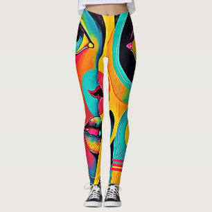 Leggings Sentiments Colorés : Visage Abstrait