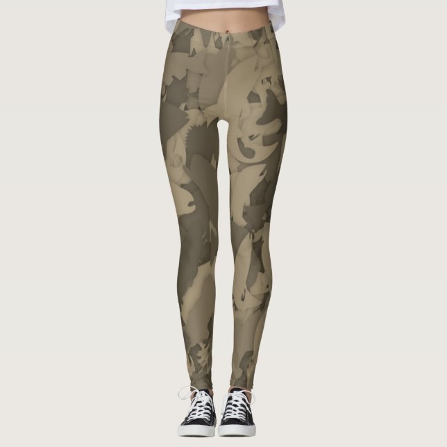 Leggings Sepia Country Girl Pêche Camouflage Motif (Devant)