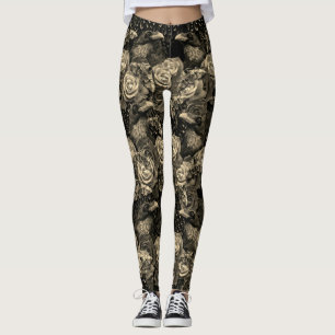 Leggings Sepia Raven Evermore avec Roses et Hawkmoths