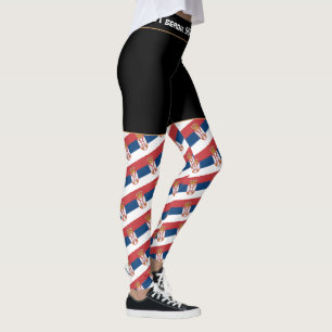 Leggings Serbienne et serbe Drapeau de mode/fan de sport