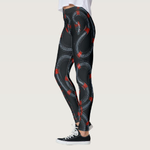 Leggings Serpent noir et rouge sur pattes noires