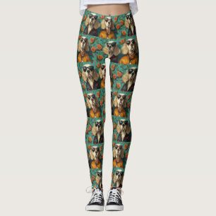 Leggings Setter Anglais Avec Roses De Coeur Saint-Valentin 
