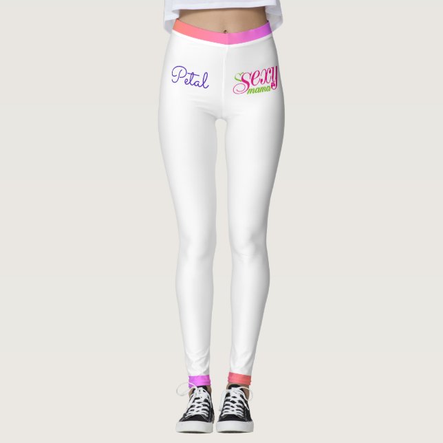 Leggings Sexy Mama avec votre nom en blanc (Devant)