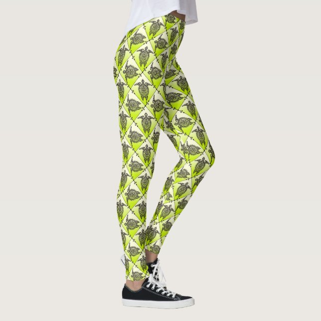 Leggings Shamanic Tortues de mer Motif - vert (Droite)
