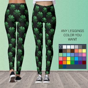 Leggings Shamrock brillant vert foncé motif de fermeture no