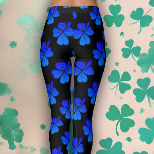 Leggings Shamrock Clover Blue Motif Saint Patrick`s Day