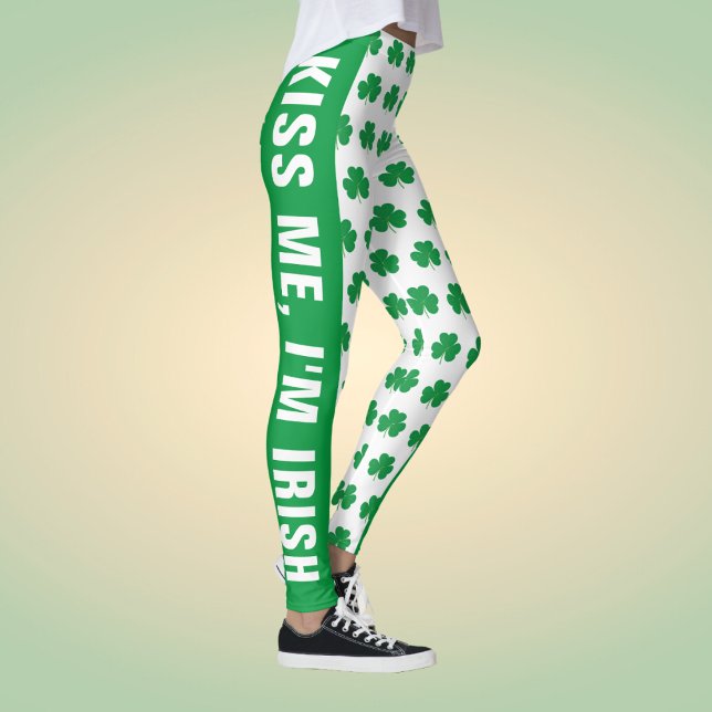 Leggings Shamrock de texte personnalisé Motif de fermeture  (Créateur téléchargé)