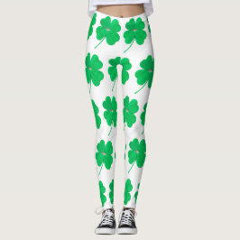 Leggings Shamrock Green St. Patricks Day Blanc
