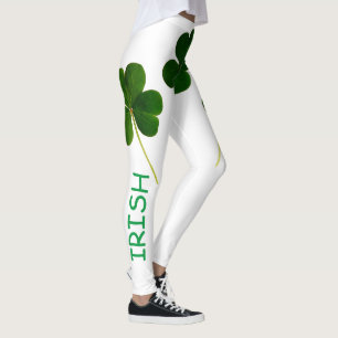Leggings Shamrock irlandais de la Saint Patrick Green Text 
