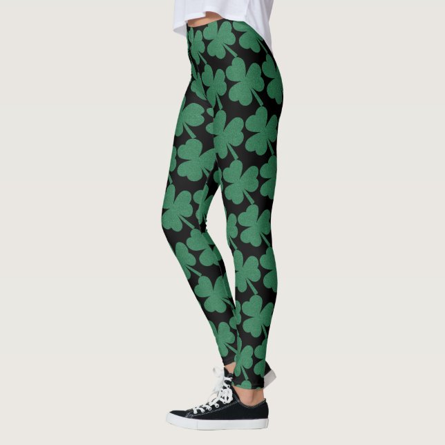 Leggings Shamrock irlandais Parties scintillant verte St. P (Gauche)