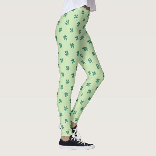 Leggings Shamrock vert Plaid 4 feuilles Motif de trèfle de  (Droite)