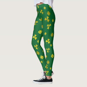 Leggings Shamrocks d'Irlandais d'or vert du jour de St