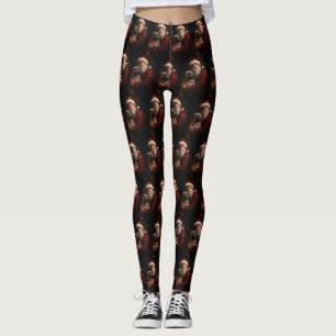 Leggings Shar Pei avec le Père Noël Festif de Noël 